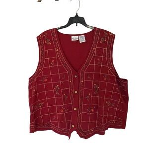 Red embroidered cottage vest